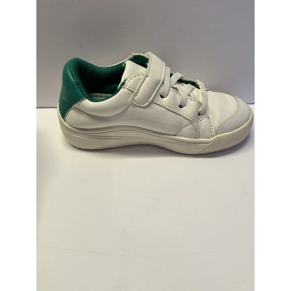 Dr Scholls Kids White Green Low Top Hook and Loop Sneakers Shoes